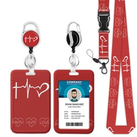 Onevenvi ID Badge Holder with Lanyard, Retractable ID Badge Reel, Nurse Teacher Office