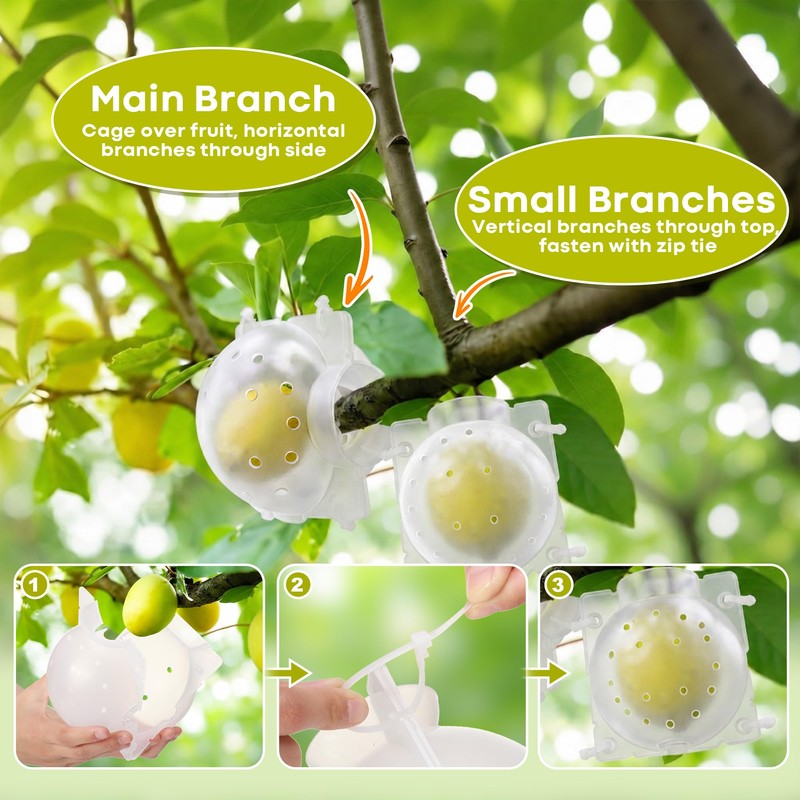 12 Pack Fruit Protection Cages, Reusable Squirrel Proof Fruit Covers,