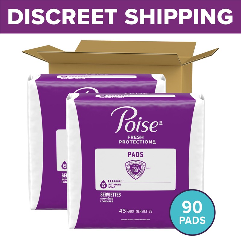 Poise Incontinence & Postpartum Pads for Bladder Leaks, 6 Drop