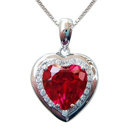 Navachi 925 Sterling Silver 18k White Gold Plated 3.7ct Heart Ruby Az9078p Necklace Pendant 16"