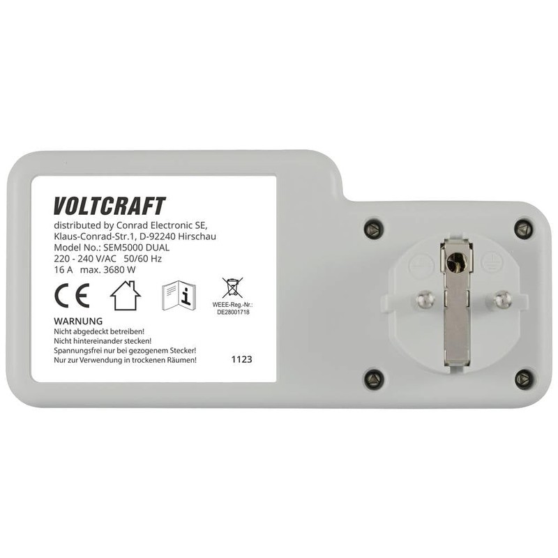 VOLTCRAFT SEM5000 Dual Energy Cost Meter Cost Forecast, Alarm Function,