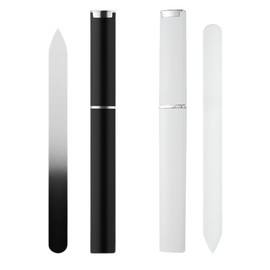 VODAFQS 2 Pieces Glass Nail File Professional Nail File Filing Smooth Natural Gel Nails Washable File, black