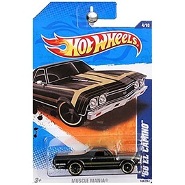 HOT WHEELS 2011 MUSCLE MANIA 4/10 BLACK '68 EL CAMINO 104/244