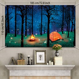 Blulu Forest Scene Camping Backdrop Photography Background Supplies Camping Classroom Photo Shoot Decoration for Theme Vbs Birthday Party(6.1 x 3.6 ft)