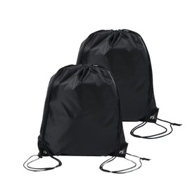 OWITER 2PCS Drawstring Bags Black Drawstring Bag for Kids Swim Gym Sports drawstring gym bag,swim bag kids,Football Bags (Black)