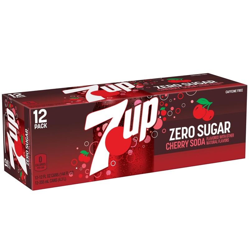 7UP Cherry Zero Sugar Soda, 12 fl oz cans (Pack