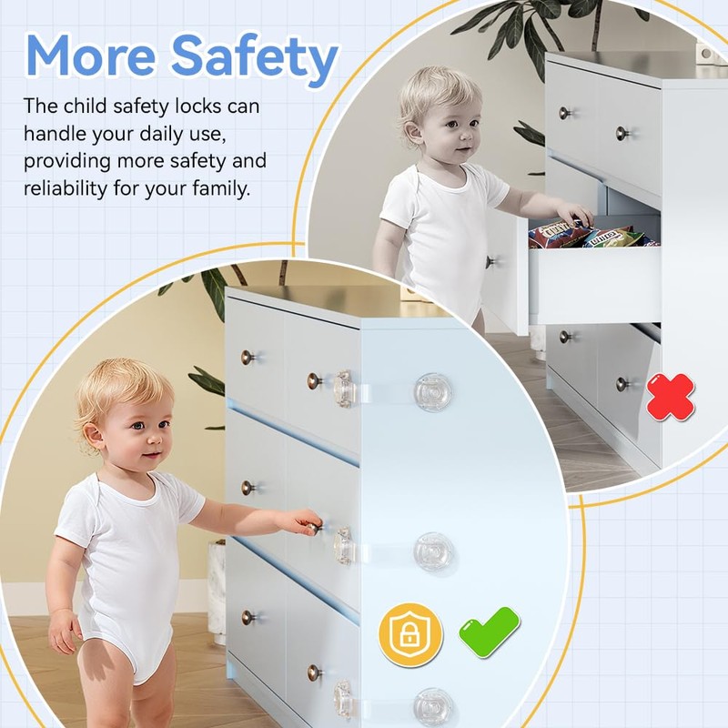 SAFELON 6 PCS Child Safety Locks, Cupboards Straps Locks, Baby