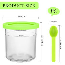 LIAMERHE Pack of 4 Creami Containers for Ninja Creami Ice Cream Maker with 4 Spoons, Reusable Ice Cream Container for NC301 NC300EU NC299AMZ Series BPA-Free Dishwasher Safe Leak-Proof