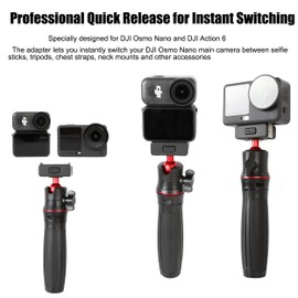 Pellking Quick-Release Extendable Tripod for DJI Osmo Nano & Action 6-13" Lightweight 4-Section Selfie Stick Tripod with Button Lock, 360° Ball Head & Anti-Slip Base for Vlogging/Content Creation