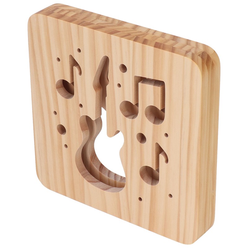 LED Night Light Unique Guitar Hollow Design 3D Wooden Night
