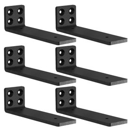 MLOQI 6 Black Pack Heavy Duty Shelf Brackets, L Brackets for Shelves, Brackets for Wood Shelve, 5mm Thick Floating Shelf Bracket Up to 50KG Capacity (8Inch)