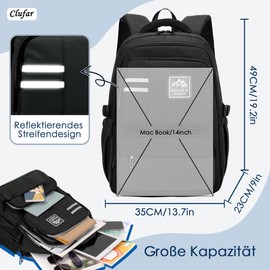 Clufar Backpack Men's Travel Causal School Backpack Teenager 16.3 Inch Laptop School Bag Boys Lightweight School Bag Waterproof Daypack for College School Work, black