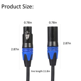 1 Male to 2 Female XLR Y Splitter Micrphone Cable,(11.8 inches / 2 Pack) 3pin XLR Male to Dual XLR Female Y-Splitter Balanced Mic Audio Cables for Stereo Mic to L & R Audio Track