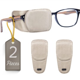 Astropic 2Pcs Silk Eye Patches for Adults Kids Glasses to Cover Either Eye (Medium, Khaki)
