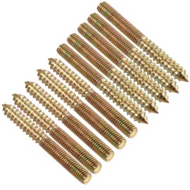 TOP-VIGOR 10Pcs M8x75mm Hanger Bolts, Double Headed Bolts Self Tapping Screw, Double Ended Dowel Screws, Screw Dowels Hanger, Threaded Lag Wood Screws and Machine Bolts for Wood Joint Furniture