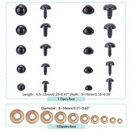 PH PandaHall 10 Types of Paws and Nose Plushes, Approximately 224 Pieces, Doll Eye Nose, Doll Making, Animal Nose, Plastic Nose, For Practice, DIY Doll Eyecrafts, Crafts, Parts, Material, Handmade,