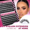 Calphdiar Fluffy Individual Eyelashes 80D+100D Thick Cluster Lashes Wispy Lashes