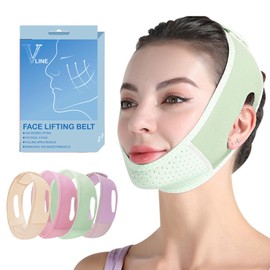 Faja Papada Facial Lifting,Adecuado Para Papada Con Función De Vendaje Bucal, Cinturón De Estiramiento Facial Transpirable En Forma De V, Reutilizable Y Cómodo, Talla única.(Verde)