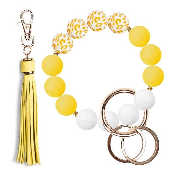 YAPROMO Keychain Bracelet, Silicone Beades Key Ring Wristlet for Women,
