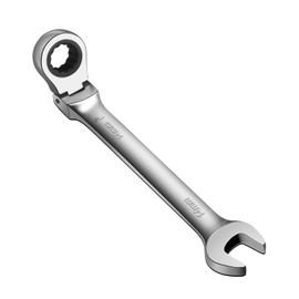 WISEUP Ratchet Wrench, 14mm Wrench with 180 ° Flex Head Ratchet, 2 in 1 Industrial Quality Mechanic Tools, Anti-slip Anti-bending Hand Tools