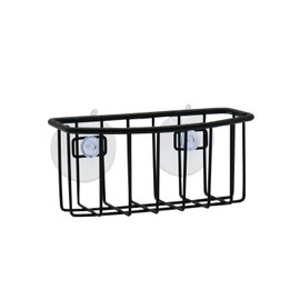 TRIO HOME Sink Sponge Organizer Caddy, Strong Transparent Suction Cups, Rust Resistant, Quick Drying (Black)