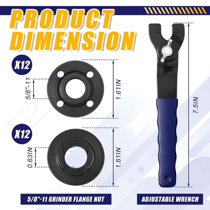 Hicarer 25 Pcs Angle Grinder Nut Angle Grinder Wrench Kit