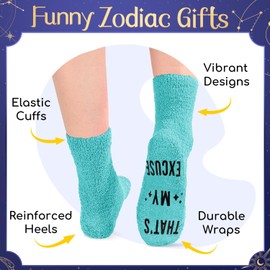 HAPPYPOP Leo Gifts for Women - Zodiac Socks, July August Birthday Gifts, Astrology Constellation Horoscope Presents for Teen Girls, Galaxy Leo Socks