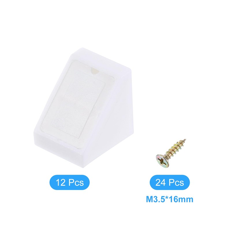 sourcing map 12 Pcs 90 Degree Plastic Corner Braces, 20x18x20mm
