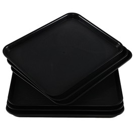 Taysisiter Plastic Fast Food Trays, Rectangular Restaurant Serving Trays, Black, 6 Packs