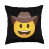 Emoticon Cowboy Hat Face Throw Pillow