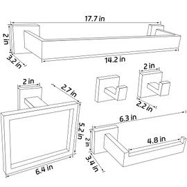 LGHHOMW 5-Piece Bathroom Accessory Set,16 Inches Towel Bar,Hand Towel Holder & Hook,Toilet Paper Holder,Stainless Steel Bathroom Hardware Set in Brushed Nickel Finishing