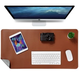 Knodel Desk Pad, Office Desk Mat, 31.5" x 15.7" PU Leather Desk Blotter, Laptop Desk Mat, Waterproof Desk Writing Pad for Office and Home, Dual-Sided (Brown)