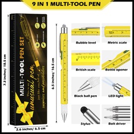 Lasnten Stocking Stuffers Gifts for Men, 9 in 1 Multitool Pen, White Elephant Christmas Birthday Gifts for Men Dad(Yellow)