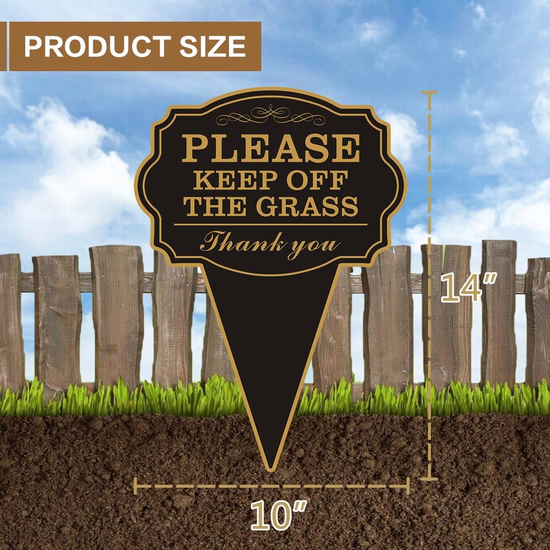 Double Sided Yard Sign, Stay Off Grass with Stake, 10"x14"