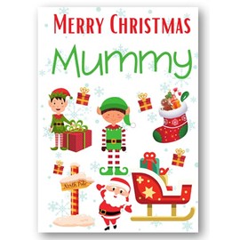 Second Ave Mummy Santa Elf Workshop Children's Kids Christmas Xmas Holiday Festive Greetings Card