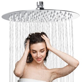 Rain Shower Square 8 Inches, 304 Stainless Steel Shower Head, Rain Shower, 360° Adjustable Rain Shower Head, Water-Saving Rain Shower Head with 90 Anti-limescale Nozzles
