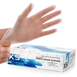 Powder Free Disposable Gloves X Small -100 Pack -Clear Vinyl Medical Exam Gloves
