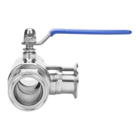DERNORD 2" Tri Clamp Sanitary Ball Valve, 3-Way Ball Valve T-Port Stainless Steel 304, PTFE Lined (2 inch Tube OD)