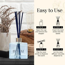 HORM Reed Diffuser Bottle (120 ML) with Rich Scented Herbal Sticks 'Rose' Adjustable Aroma, Easy to Use, Stylish Decor, Ideal for Home, Bathroom, Kitchen, Office