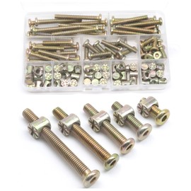 Baby Bed Screws Bolts Kit, cSeao M6 Hex Drive Socket Cap Bolts Barrel Nuts Assortment Kit, M6 x 15mm/ 25mm/ 35mm/ 45mm/ 55mm for Crib Cot Chairs, 100pcs Zinc Plated