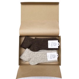 S.D.W 100% Wool Organic Non-Dyed Wool Socks, Cold Protection, Wool Socks, Set of 2, Made in Mongolia, Men's, Women's, Men, Brown, Beige, Grey