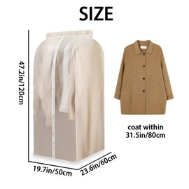 2 Pack Hanging Garment Bags for Closet Storage, 47" Garment Covers Hanging Clothes Bag Organizer, Wardrobe Bag Sealed Clothes Cover Protector for Suit Coats Shirts (60×50×120)