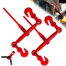 Ratchet Chain Binders 3/8'' - 1/2‘’, Load Binder with G70 Grab Hooks, 3/8" Binder - Adjustable Tie Downs for 3/8 Chains, 9200 Pounds Working Load Limit- Heavy Duty Ratchet Binders for Towing (2 Pack)