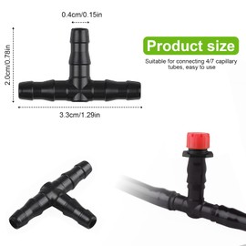 EBANKU 300pcs 3 Way T Connectors Three Toward Barb Dripper Hose Nozzle T Connector Adapter Pipe Sprinkler Irrigation Hose Connector for 4/7mm