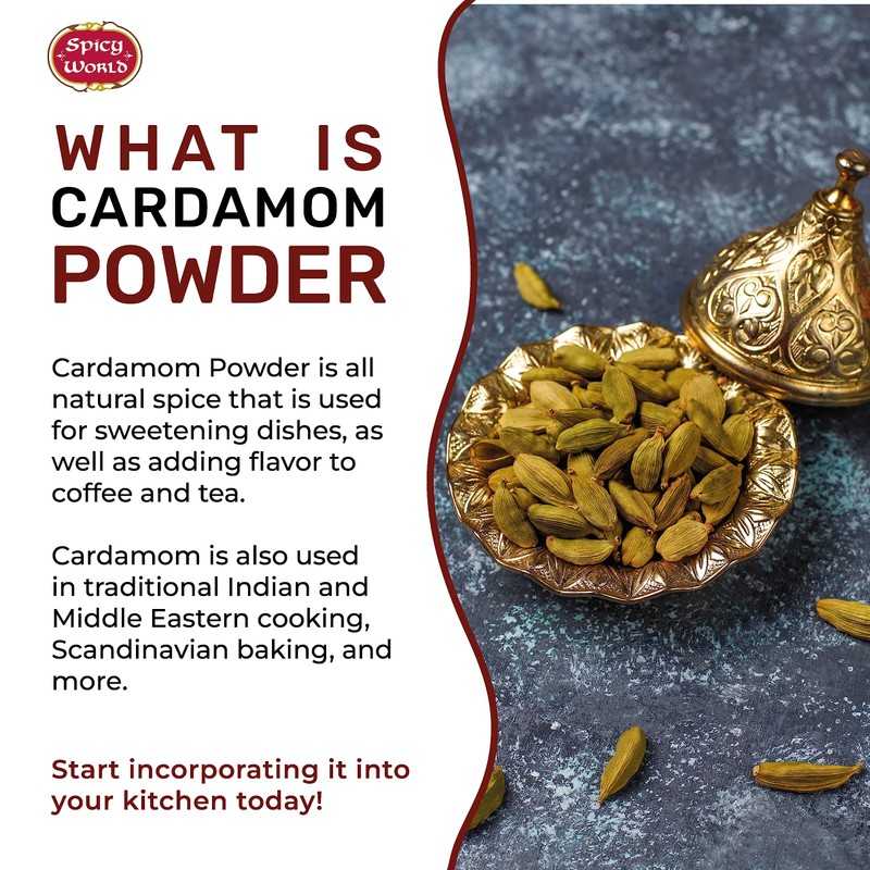 Spicy World Ground Cardamom Powder (Cardamon) 7 Ounce Bag