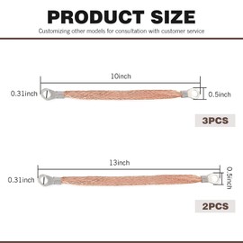 Dogary 5 PCS Braided Grounding Strap, 10/12 Inch Automotive Heavy Duty Engine Copper Ground Strap, Engine Ground Kit, Suitable for Most Vehicle Models (Gold)