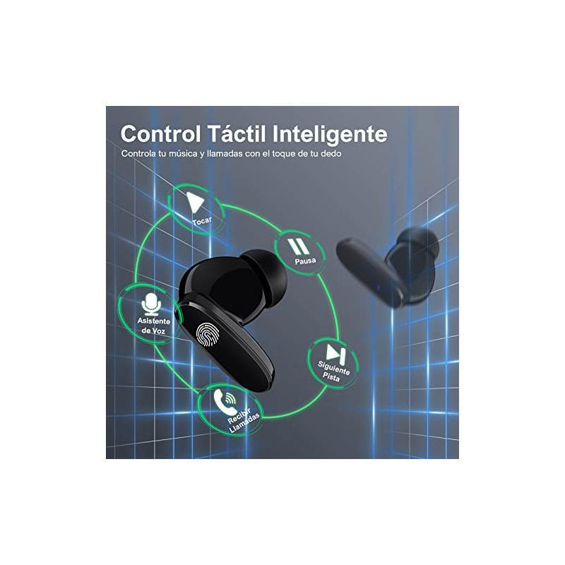 1 Hora Audífonos Inalámbricos Bluetooth 6.0 con Estuche de Carga