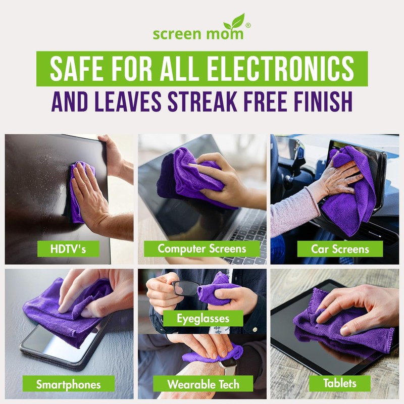Screen Mom Screen Cleaner Purple Microfiber Cloths (4-Pack) - Microfiber