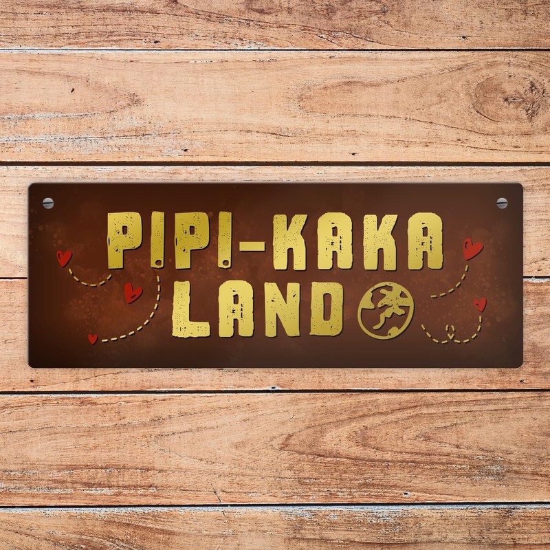 Toiletten Metal Sign with Toilet Motif and Saying "Pipi-Kaka-Land"