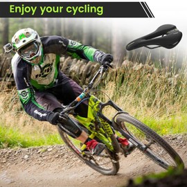 Bicycle Saddle Comfortable Soft Memory Foam Ergonomic Shock Absorbing Breathable Bicycle Saddle Waterproof Maximum Riding Comfort for E-Bikes Hiking Touring Bikes